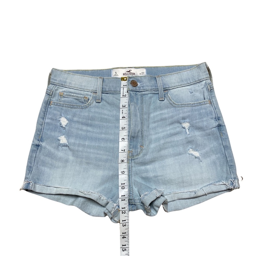 Hollister High Rise Jean Shorts Women’s 5 Light Wash Casual Distressed Denim - Picture 6 of 12